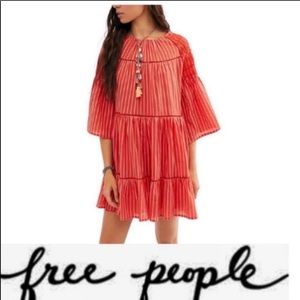 NWT Free People Orange embroidered Lola Dress